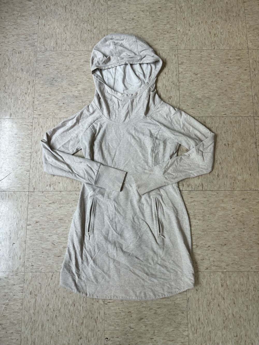 Light Beige Hooded Long Sleeve Tunic